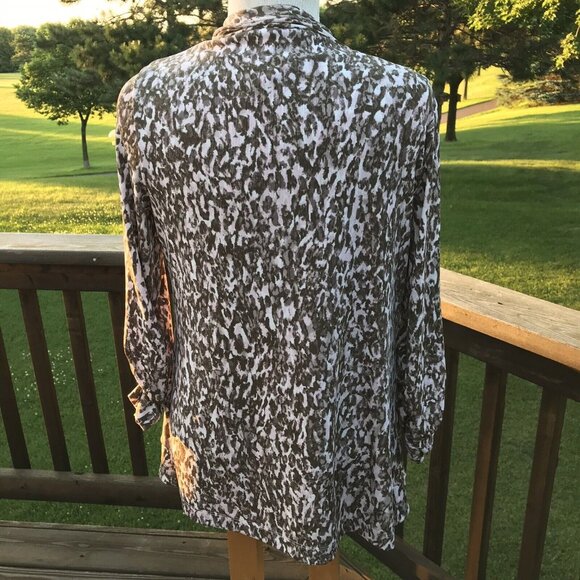 Chico's Easywear Twin 2 PC Set Jacket Size 0/1 Shell Slinky Leopard Brown Pink - Picture 4 of 12